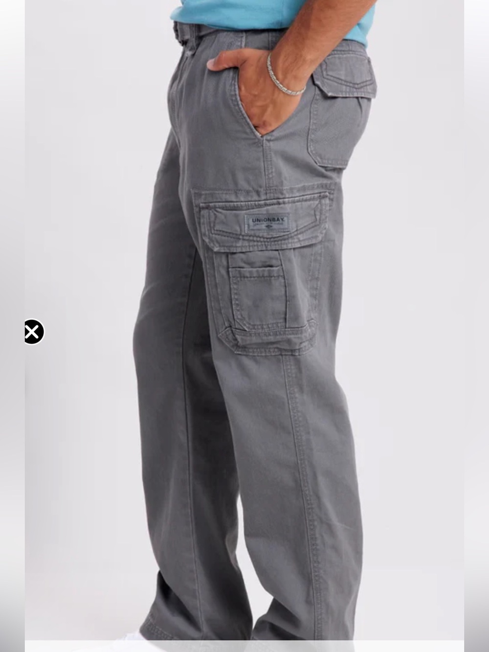 UNIONBAY Gray Men's Cargo Pants with Side Patch Pockets size 34 X 32